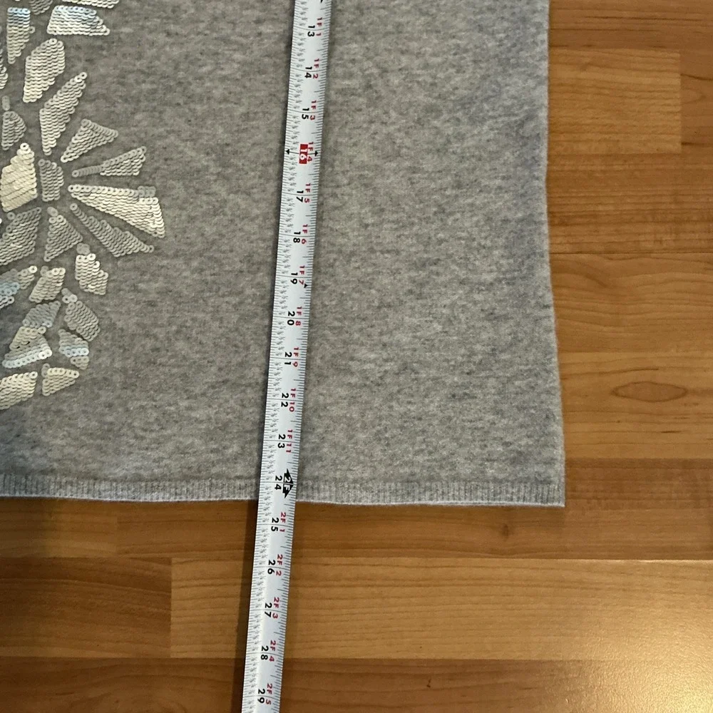Neiman‎ Marcus The Cashmere Collection Sleeve Sequin Gray Sweater Size XS